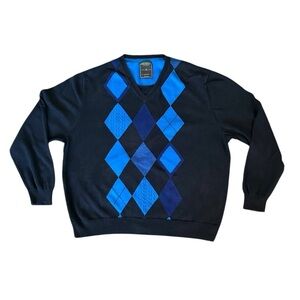 5/$25 John Bartlett 100% cotton blue v-neck lightweight sweater size XL